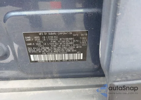 2018 Subaru Outback 2.5I Premium z USA, uszkodzony, nr VIN 4S4BSADC9J3348050